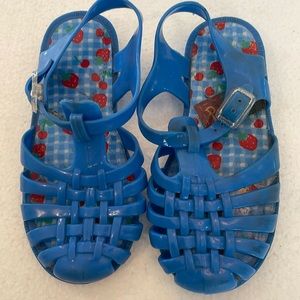 Vintage 90s Disney pooh jelly sandals blue strappy summer beach pool girls 9 10